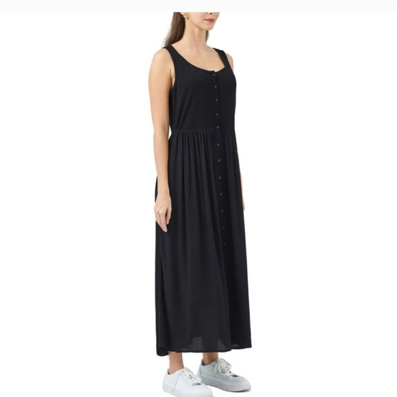 Frye Button Front Midi Maxi sleeveless casual summer Fall Dress black new xl - Picture 1 of 7